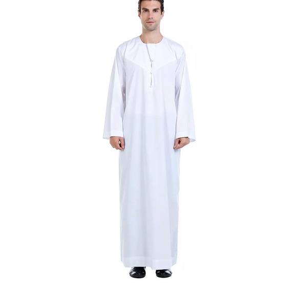 Muslim wear men jalabiya white robe Men Thobe Abaya Jalabiya Djellaba Caftan - Picture 6 of 6